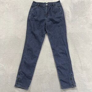 American Eagle Jeans Womens 6 x-Long Mom Jean Striped White Red Stretch Festival